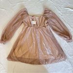 Anthropologie NWT Small Wisteria Lane for  Gold Glitter Shimmer Babydoll Dress Photo 4