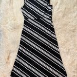 Nina Leonard  Black and White Sleeveless V-Neck Midi Dress Size M Photo 6