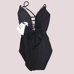 Becca NWT  Delilah Black Crochet Trim One Piece Swimsuit - Small Photo 3