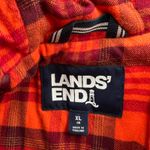 Lands' End Flannel Lined Coat Primaloft Hooded Red Burgundy Size XL Photo 2