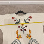 World Market Dress Linen Dress Floral Embroidered Dress Boho Dress Womens OS White Photo 2