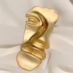Abstract Gold Face Brooch – Vintage Modernist Costume Jewelry Pin Photo 0
