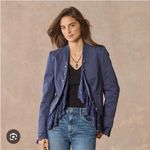 Sundance  Caroline Ruffle Military Velvet Blazer Size Large Navy Photo 1
