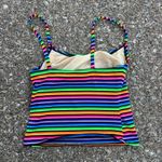 Catalina Vintage 90s neon rainbow stripe tankini top SMALL Photo 5