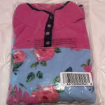 Pink and Blue Floral fleece top Size L Photo 0