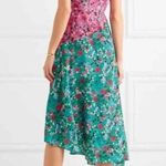 Saloni Aggie Silk Ruffled Floral Midi Dress Asymmetrical Pink Red Teal Green 8 Photo 2