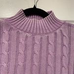 No Comment NWT  Size L Purple Lilac Cotton Cable Knit Mock Neck Cropped Sweater Photo 1