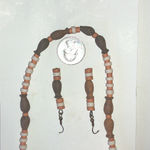 MAKU Brown and Cream Pottery Beaded Boho Necklace and Earring Set Photo 3