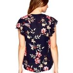 Premise Studio navy floral flutter sleeve Vneck top size small Photo 1