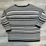 J. Jill Black White Stripe Cotton Linen Sweater 3/4 Sleeve J47 Size XS Photo 0