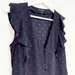 Intermix  Women's Silk Polka Dot Dress Blue Red Size‎ Small Photo 3
