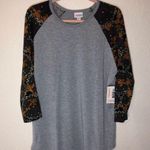 LuLaRoe  Top MARDI GRAS Gray Green Gold 2X Randy BNWT 3/4 Sleeves Baseball Tee Photo 0