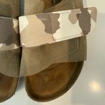 Birkenstock Kyoto Gray Taupe Suede Slides with Camo Camouflage Strap Size 40 Photo 5