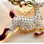 Reindeer Brooch Pin Rudolph Christmas Eve New Crystal Accents Santa Nort… Gold Photo 2