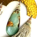 Lucky Brand  grey tassel Jasper long pendant arch necklace Photo 4