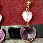 Gold and lavender Heart Drop Earrings NWT Photo 1