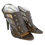 L.A.M.B. Raja Gray Leather Cage Sandals - Strappy Stiletto Heels w/ Dust Bag Photo 11