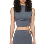 Jade Cropper Asymmetric Crop Top in Dye Grey XSmall New Womens Sleeveless Tank Gray Size XS Photo 0