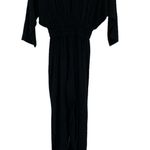 Vintage 90s Jumpsuit Black Wrap Front Dolman Long Sleeve Gold Hardware Womens XS Photo 5