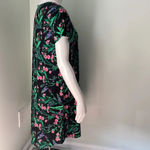 Soma  Soft Stretchy Jersey Knit Short Sleeve Black Floral Tunic Nightgown Medium Photo 4