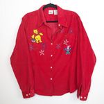 Disney store corduroy Pooh bear red button down shirt Photo 0