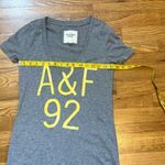 Abercrombie & Fitch Women’s Small Gray Yellow Decal A&F 92 V-neck T-shirt Top Photo 1