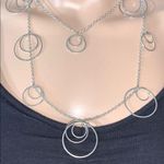 Boutique Womens Double Strand Loop Necklace Silver Tone Fashion Jewelry Photo 1