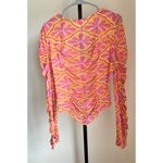 Free People  Through The Meadow Top Medium Orange Pink Ruched Photo 2