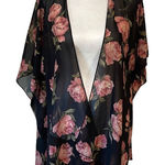 Live 4 Truth . Sheer‎ Kimono/Duster. Size Small Black w/roses. Polyester. Photo 0