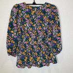 Anthropologie Pleione x Floral Smocked Peplum Blouse EUC Sz Sm Puff Sleeve Photo 5