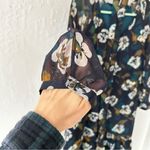 CAbi Navy Blue Pirouette Dress Ruffle Hem Sheer Sleeves Waist Tie M Photo 5