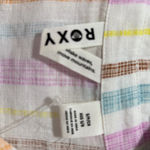 Roxy  Beach Nostalgia Top NWT size Small Striped Button Up Short Sleeve Blouse Photo 3