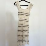 Freshman1996 crochet midi fluster dress long size XS cottage core beach dainty Tan Photo 2
