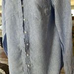 Nicole Miller Original  women’s button up nautical  100% linen striped shirt XL Photo 5
