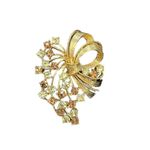 Topaz Rhinestone Gold Flower Bouquet Brooch Pin Costume Jewelry Brown Photo 6