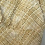 Yellow Plaid Cropped Top Puff Elastic Sleeve Elastic Back Size Large Photo 4