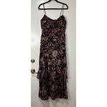 Hutch Tisha Ruched Maxi Dress Black Floral Multi Size 10 NWT Tiered Skirt w Slit Photo 1