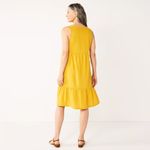 Croft & Barrow  Linen Tiered Sleeveless Swing Sundress Boho Dress Yellow Size M Photo 2