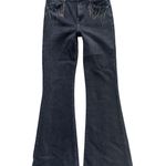 Risen Jeans Womens Black Flare Bell Bottom Rhinestone Fringe Pocket Jeans 7/28" Photo 0