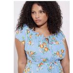 Torrid  Blue Citrus Puff Sleeve Dress Slit Maxi Size 2X Photo 2