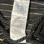 TIME AND TRU NWT Women's Large Black Striped Hooded Tunic Dress Lace Up cover up Photo 5