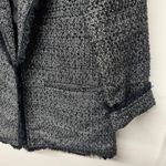 Cupcakes & Cashmere Gregory Tweed Fringe Open Front Blazer Size Medium Black Photo 3