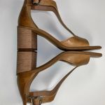 Lucky Brand Women's Sabeni T-Strap Block-Heel City Sandals Tan Size 9.5 Runs Large (10-10.5) Photo 1