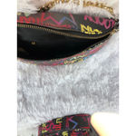 Black Fanny Pack Colorful Graffiti Print Matching Adjustable Strap Zip Closure Photo 2