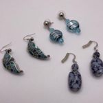 Lot Of 3 Women’s Costume Earrings Pierced Dangle Drop Blue Photo 1