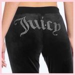 Juicy Couture Bling Y2K Black Velvet Fleece Rhinestone Embellished Pants XL Photo 10