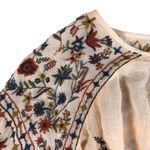 Free People  Wild Flowers Embroidery Blouse Sz S Cream Crepe Boho Western Gypsy Photo 4