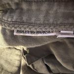 Holding Horses Womens Green 100% Linen LS Button Blouse M Festival Boho Cottage Photo 2
