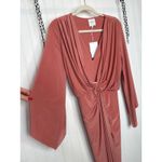 MISA Los Angeles NWT Teget Twisted Maxi Dress Blush Pink Long Sleeve Wedding XS Photo 3