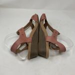 Cobb Hill Hollywood T Strap Light Rose Pink Leather Wedge Comfort Sandal Size 10 Photo 4